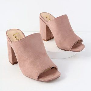 Raelynn Mauve Suede Peep-Toe Mules